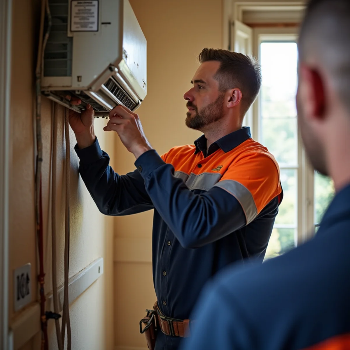 Ductless mini-split head installed in a historic Pittsburgh home