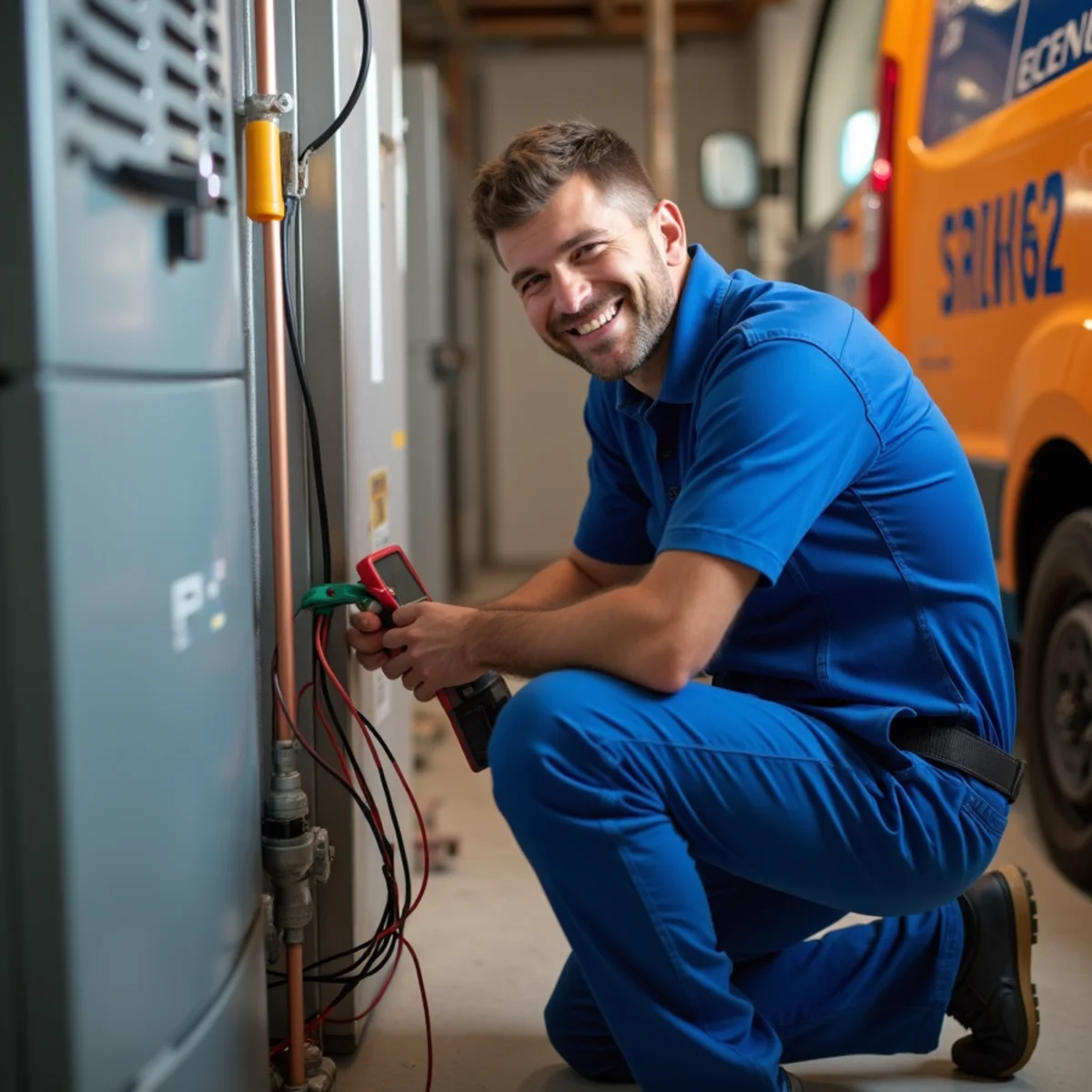 Werth-Aire HVAC technician servicing a furnace in a Pittsburgh home