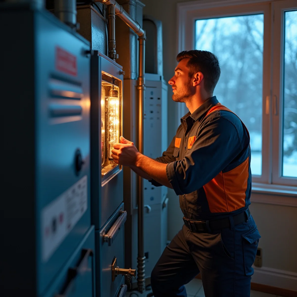 Werth-Aire technician restoring heat to a Pittsburgh home during winter