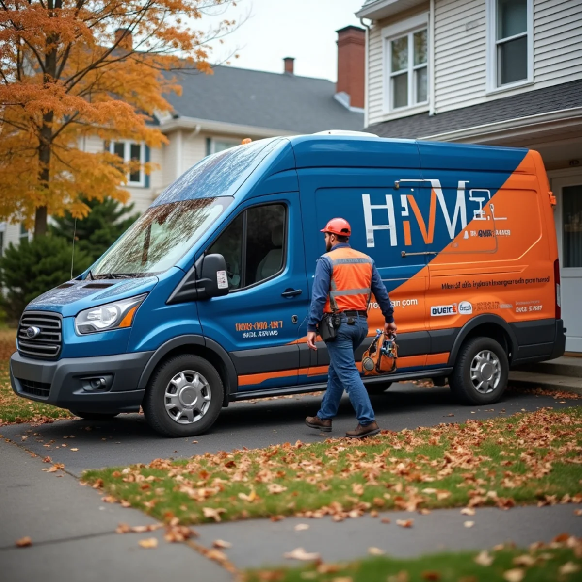 Werth-Aire technician installing HVAC equipment in a compact Etna, PA rowhome