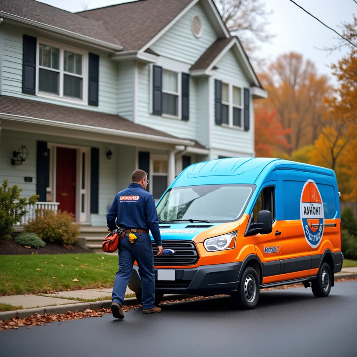 Werth-Aire technician servicing a boiler in a historic Oakmont, PA home