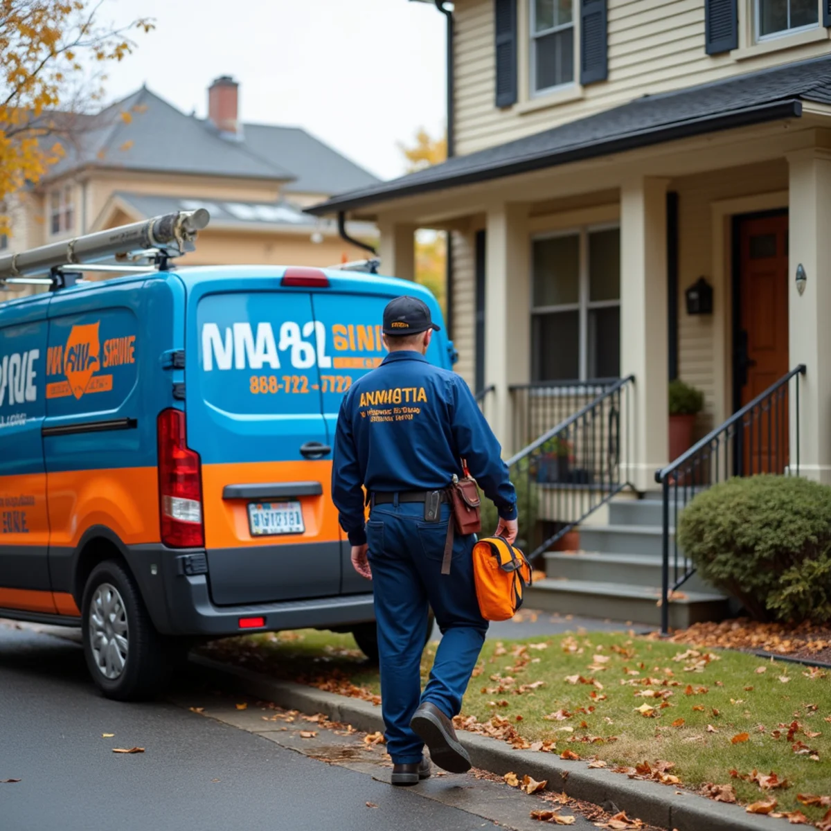 Werth-Aire technician servicing a boiler in a historic Sewickley, PA home